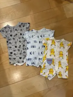 モンポケ　くま　ペンギン　半袖ロンパース3枚セット　まとめ売り