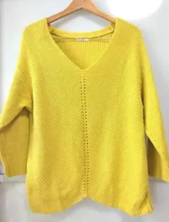 ELLE エル ニット セーター カーディガン 長袖 38 M イエロー 黄色