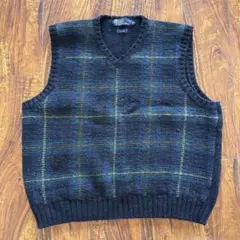Polo by Ralph Lauren ウールニットベスト チェック柄 XXL