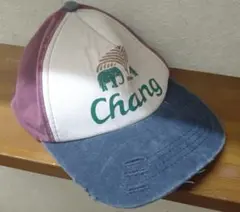 チェンマイ・ナイトマーケットChang ビール ロゴ刺繍 キャップ ダメージ加工