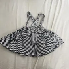 サスペンダー付きスカート　ストライプ　90㎝
