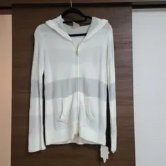 フード付きルームウェア ホワイト/グレー F