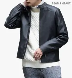 BEAMS HEART ラムレザージャケット サイズL BEAMS HEART（ビームス ハート）ヴィンテージライク フェイクレザー