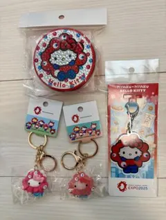 サンリオミャクミャク ハローキティ ラムネ缶 立体キーホルダー アクリル 万博