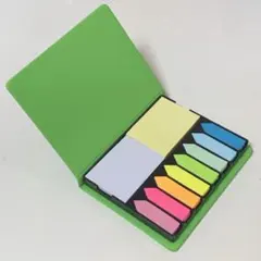 カラフルな卓上付箋セット、使いやすいケース付き。