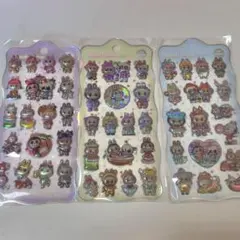 ラブブ　ぷっくりシール　ドロップシール　ぷくキラシール　オーロラシール　３枚♡