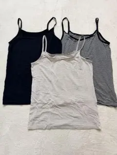 UNIQLO ユニクロ キャミソール3点セット/黒、ボーダー
