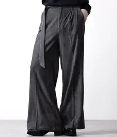 【CLEL】ダブルテックフェード ベルテッドパンツ　ブラック　S