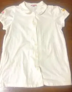 miki HOUSE 半袖シャツ 120 ホワイト 花柄刺繍