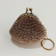 がま口　ハンドメイド　財布　小銭入れ　コインケース　キラキラ　ビーズ　ゴールド