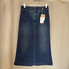 新品:デニムロングスカート:暖か:シンプル