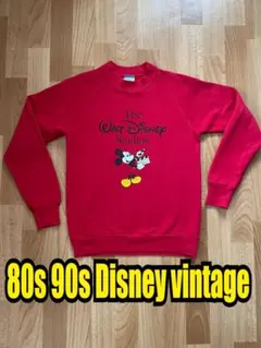 80s 90s USA製 ディズニー ミッキー スウェット赤 S ヴィンテージ