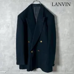 LANVIN 金ボタン シルク100% ネイビー ダブル テーラード N1982