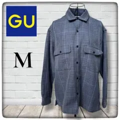 美品 GU ジーユー オープンカラー シャツ 長袖 グレンチェック M