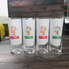 昭和レトロ リボンシトロン グラス4つセット