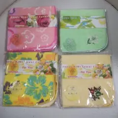 花柄ミニタオル4枚セット