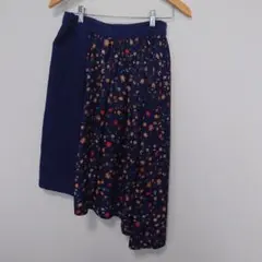 アシンメトリースカート ネイビー 花柄
