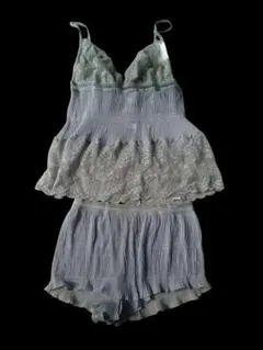 ライトブルー レース フリル セット