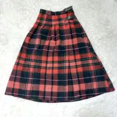 【美品】Samanas Mo2 プリーツスカート Mサイズ 赤緑チェック