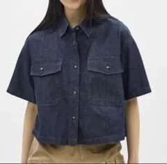 GU ダークブルー ショートスリーブ デニムジャケット L