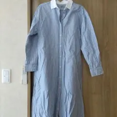 無印良品ストライプシャツロングワンピース M-Lサイズ
