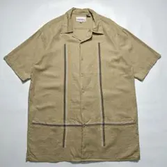 90s〜 開襟リネンレーヨン ビンテージキューバシャツ L ベージュ☆8774