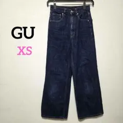 1498 GU ハイウエストセミワイドジーンズ デニムパンツ 小さい【XS】濃紺