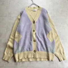 スナイデル　ダイヤ柄パステルマルチカラーニットカーディガン　フリー