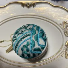 豪華インド綿刺繍リボンのマカロンポーチ