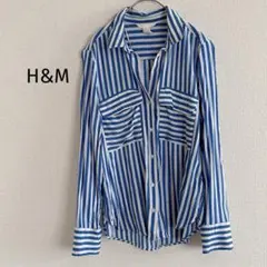 H&M【US4 S相当】青と白のストライプ 長袖シャツ