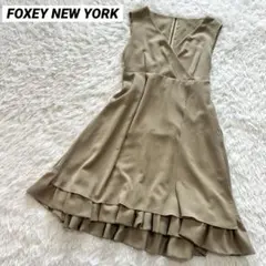美品✨フォクシーニューヨーク ノースリーブ ワンピース 40 L相当 ベージュ