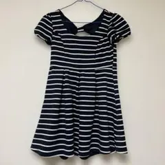 Bye Bye ネイビーとホワイトストライプ 半袖ワンピース