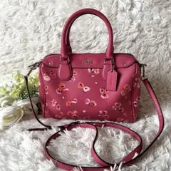 ☆【極美品】COACH ミニリュック 花柄 レザー ローズ柄 ゴールド金具 