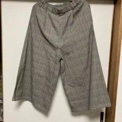 アースミュージック＆エコロジー　チェック柄 ワイドパンツ 茶系