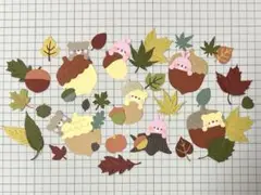 ペーパークラフト　メッセージカード　どんぐり　落ち葉　くま　うさぎ