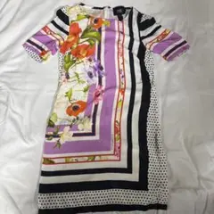 Cavalli CLASS ひざ丈ワンピース 花柄 ストライプ