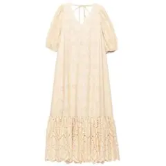 eimy istoire カットワークバックオープンロングワンピース ホワイト