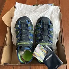 SKECHERS キッズサンダル 21.0cm ネイビー/グリーン