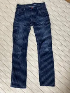 ワークマン　メンズ　夏用　ネイビー ストライプ ワークパンツ