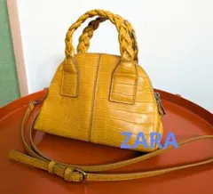 ZARA イエロー クロコダイル風 ショルダーバッグ