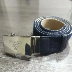 美品】PRADA プラダ ガチャベルト シルバー金具 レザー キャンバス 黒