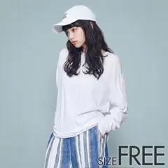 【6／ROKU／2024SS】コットン ロングスリーブ Tシャツ／白フリーサイズ