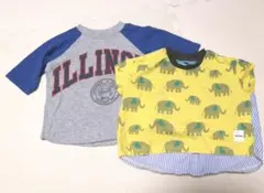 ムージョンジョン象柄カットソー&英字長袖トップス☆サイズ80☆