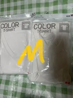 ユニクロ　カラークルーネック/VネックT 半袖　ホワイト　Mサイズ2枚セット