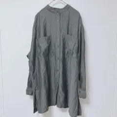 BAYFLOW 長袖　ボタンシャツ　シンプル　ボタンブラウス　ダークグレー　F