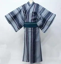 □最高級しじら織浴衣 波縞黒□反物染め抜きの抜染□着物着用可□涼し