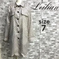 Leilian 幾何学模様　薄手ナイロンコート　ウエストベルト付き　日本製