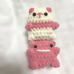 あみぐるみ 動物型 二体セットピンクカエルピンク白パンダちゃん可愛い春の訪れ桜