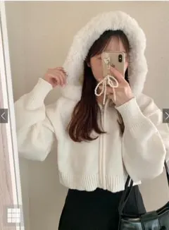 【新品未使用】GRL グレイル フードファーニットパーカー[an1497］