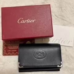 未使用 マストドゥ カルティエ 6連キーケース メンズ ブラック ボルドー 本革のサムネイル